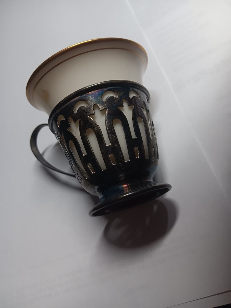 STERLING SILVER DEMITASSE CUP WITH LENOX INSERT