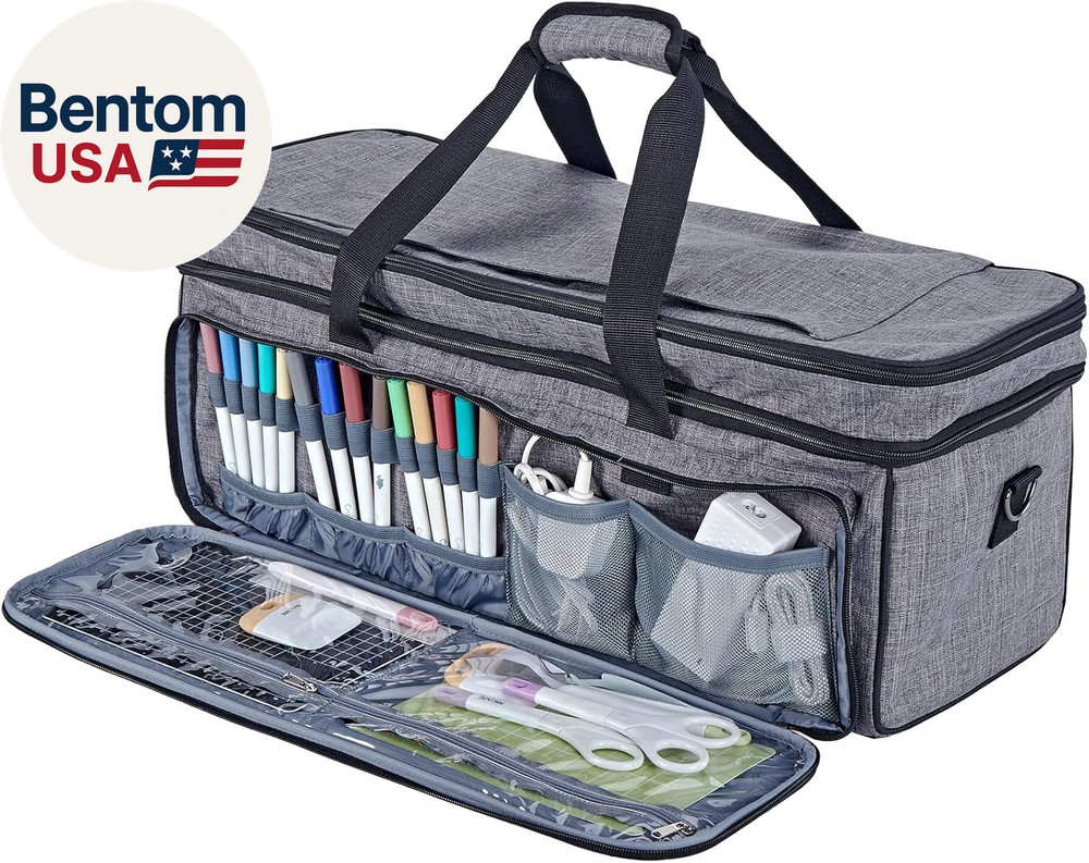 Double Layer Carrying Case with Mat Pocket for Cricut Maker 4, Explore 4, Multi