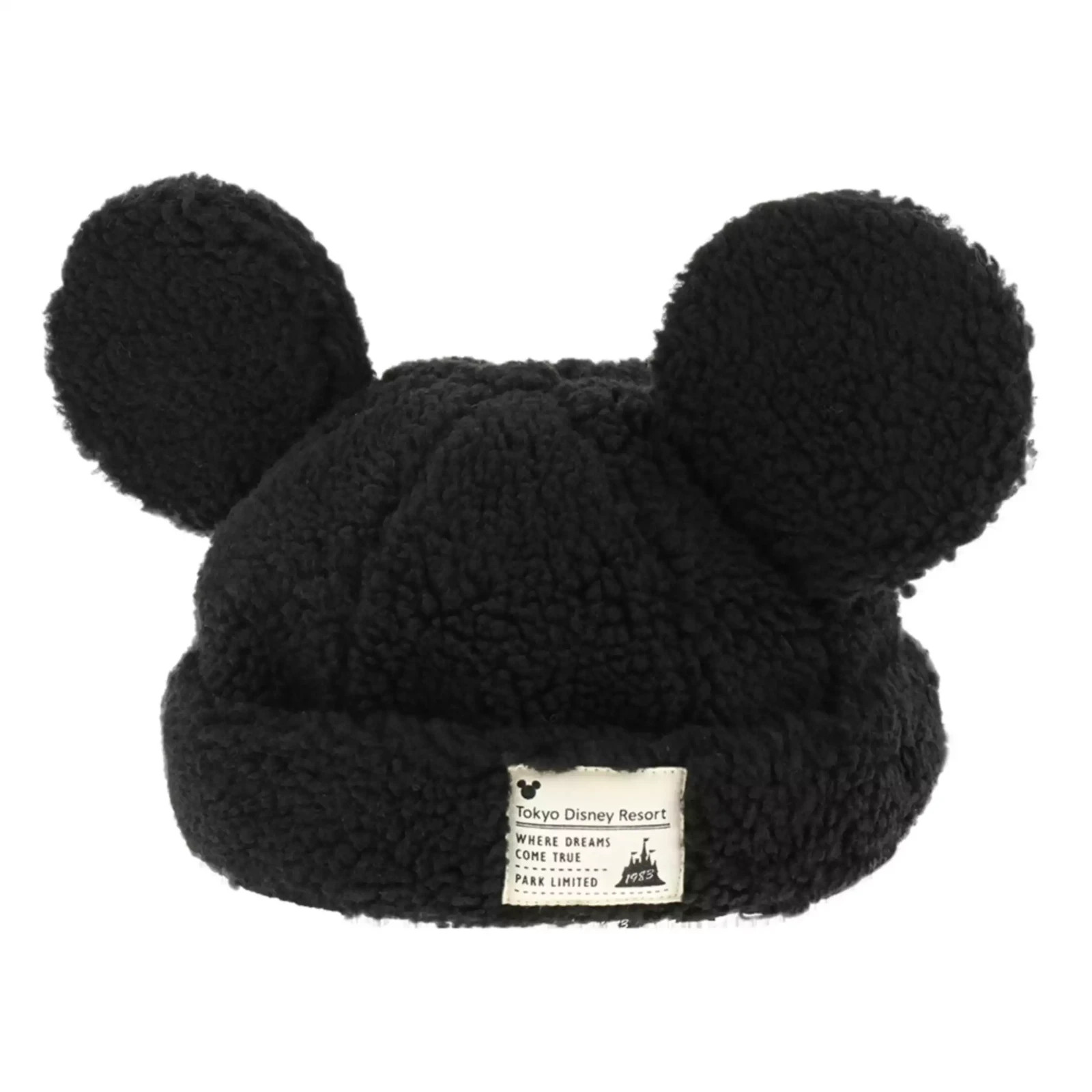 Japan Tokyo Disney Resort Cap Fluffy Black Hat Ears Mickey 58cm【US STOCK】