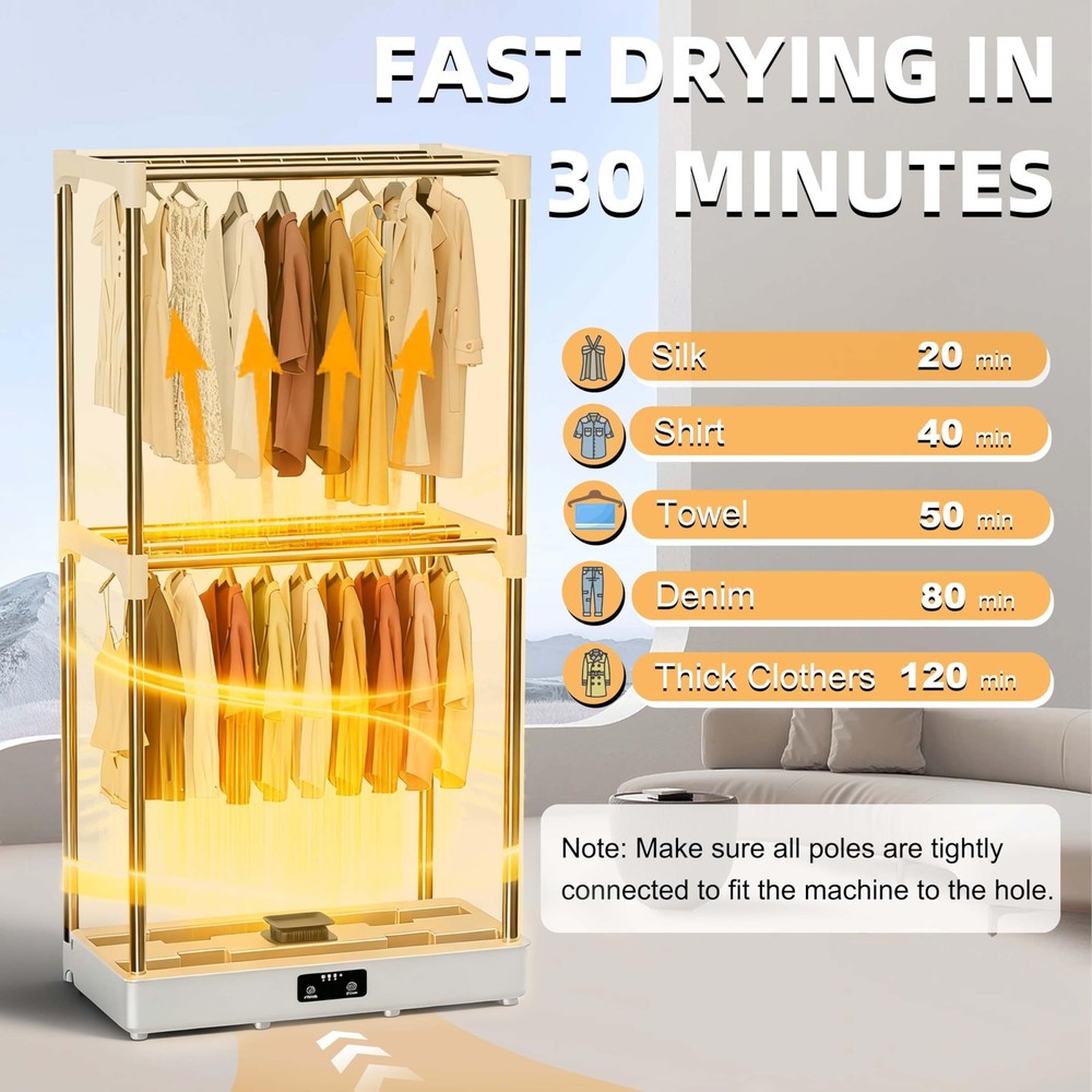 Clothes Dryer, Portable Foldable Drying Machine with Timer, Easy Carry Laundr...