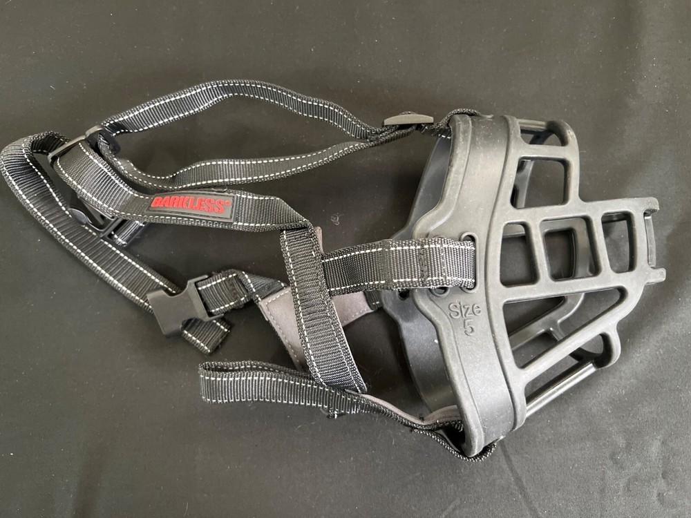 Barkless Adjustable Basket Dog Muzzle Size 5 With Nylon Straps For Large Breeds
