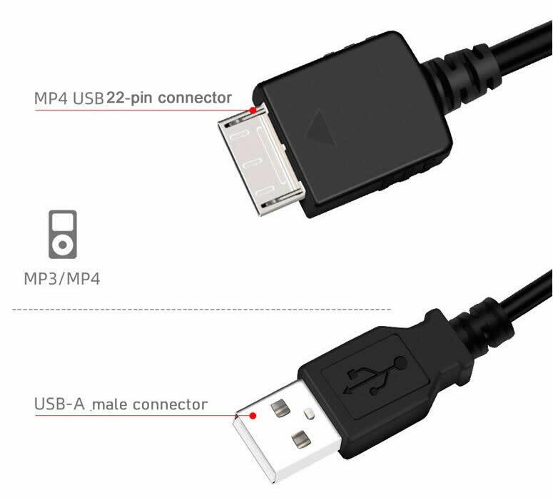 USB Data Charger Cable For Sony MP3 Walkman NWZ-E435F E436F E438F Charging Cord