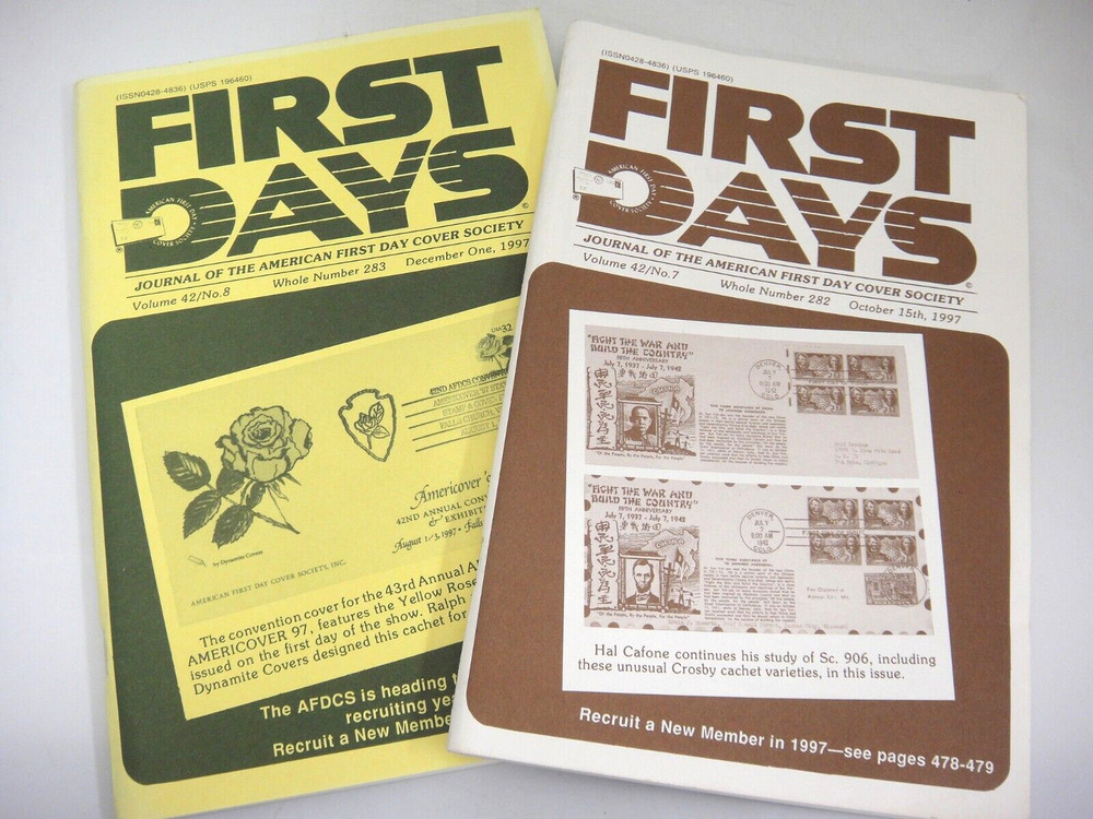 First Days Journal of American First Day Cover Society 1997 Lot of 8 Complete