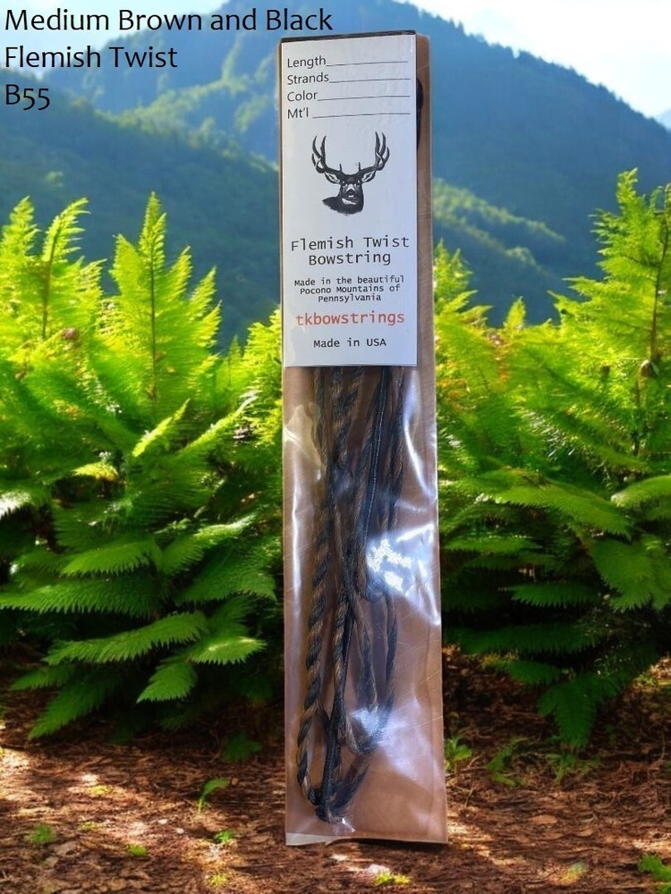 Flemish Twist Bowstring  B55 / MEDIUM BROWN & BLACK / PICK STRING LENGTH! $17.95
