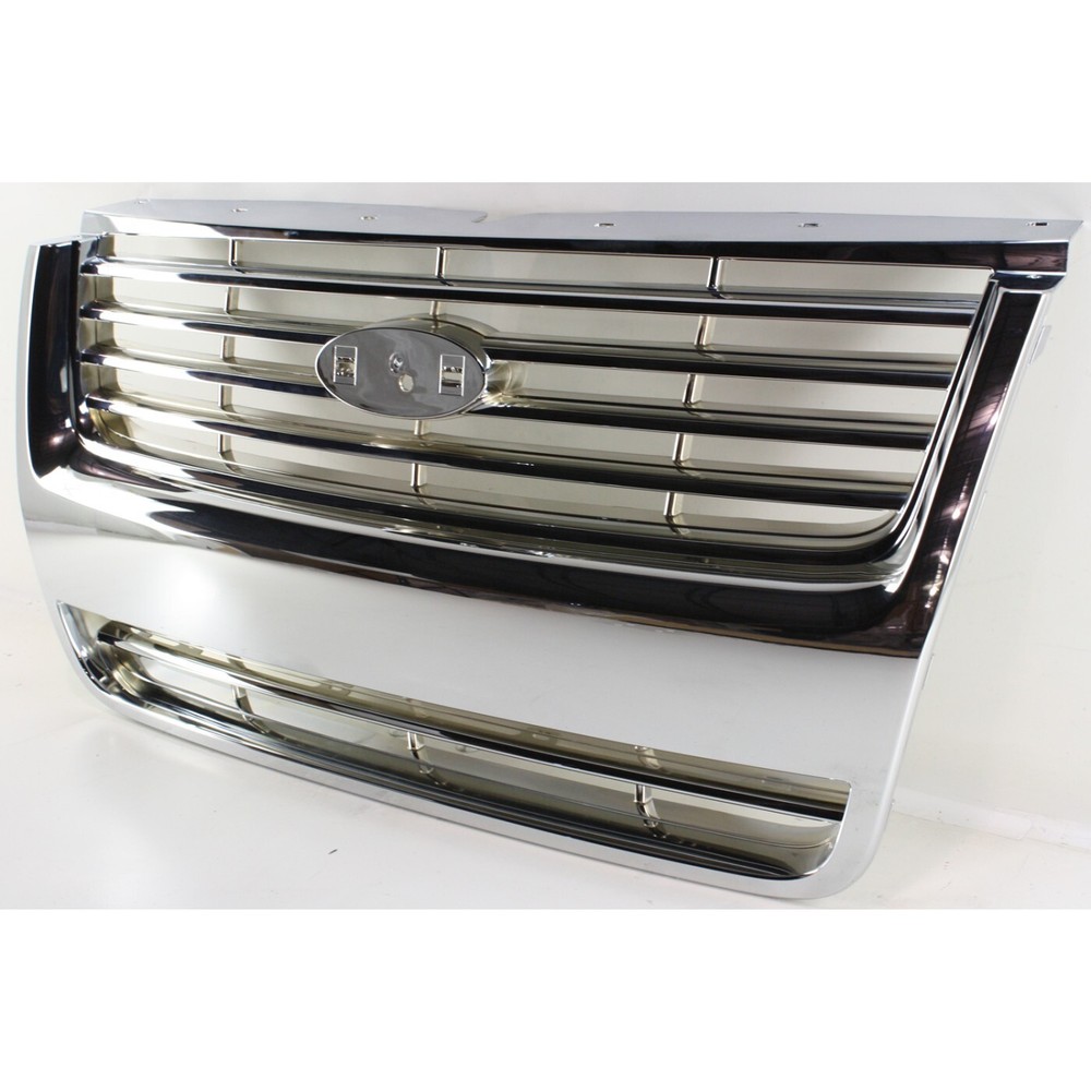 Grille For 2006-2008 Ford Explorer Chrome Shell and Insert with emblem provision