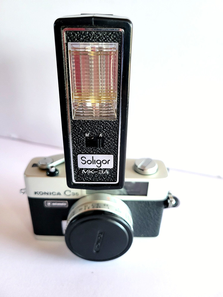 Camera: Konica C35 Automatic, Vintage, Case, Flash & Case, Manual