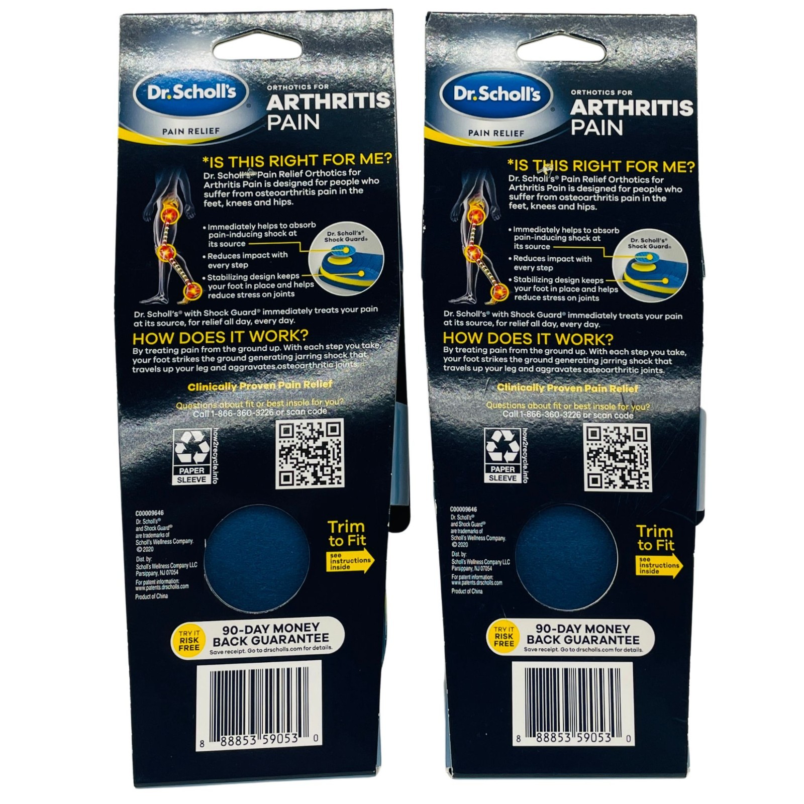 Dr. Scholl’s Orthotics Arthritis Pain Men- Size 8–12 – 2 Pack – New