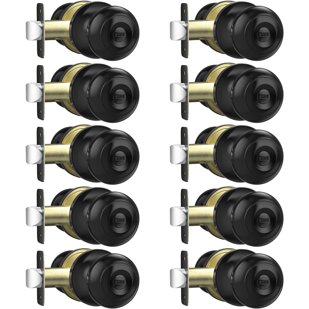 AEEKEL 10 Pack Privacy Door Knob, Matte Black Knobs Interior