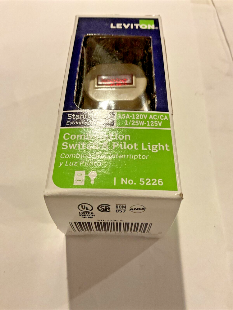Leviton 5226-ISP Combination Switch and Pilot Light 15A-120V,