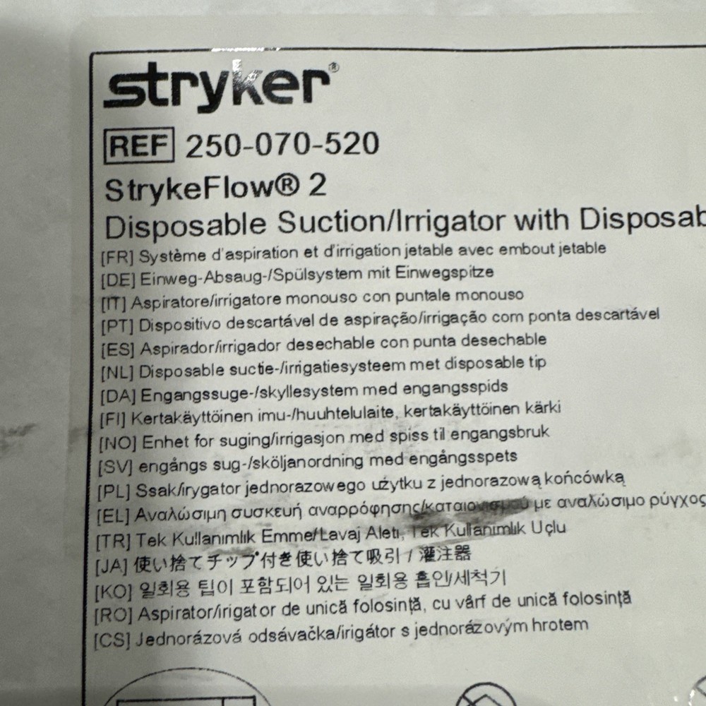 STRYKERFLOW 2 DISPOSABLE Ref 250-070-520 SUCTION/IRRIGATOR W/ Disposable Tip
