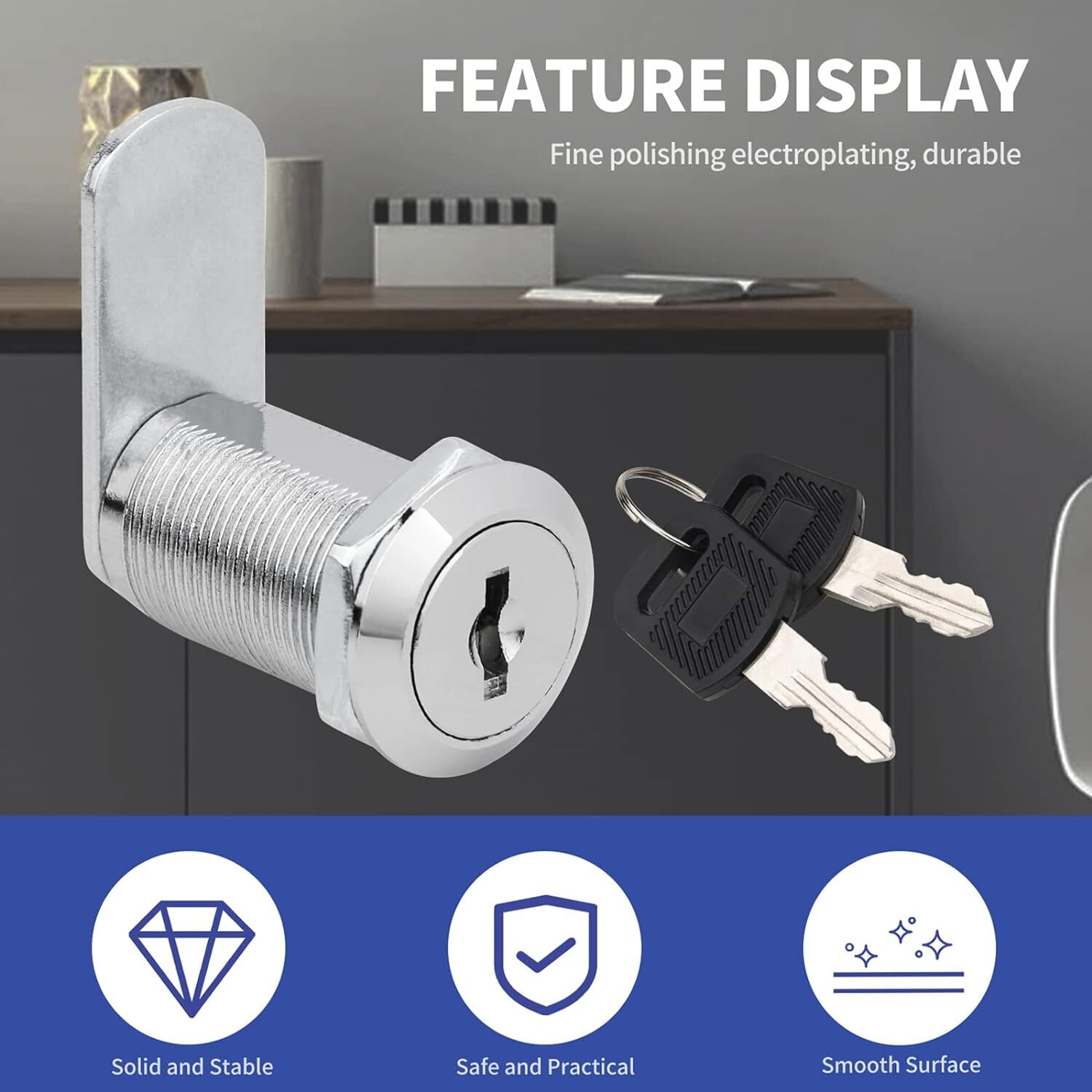 2/5/10 Pcs 5/8" 1" 1 1/8" Cabinet RV Cam Locks Keyed Alike Secure Drawer File