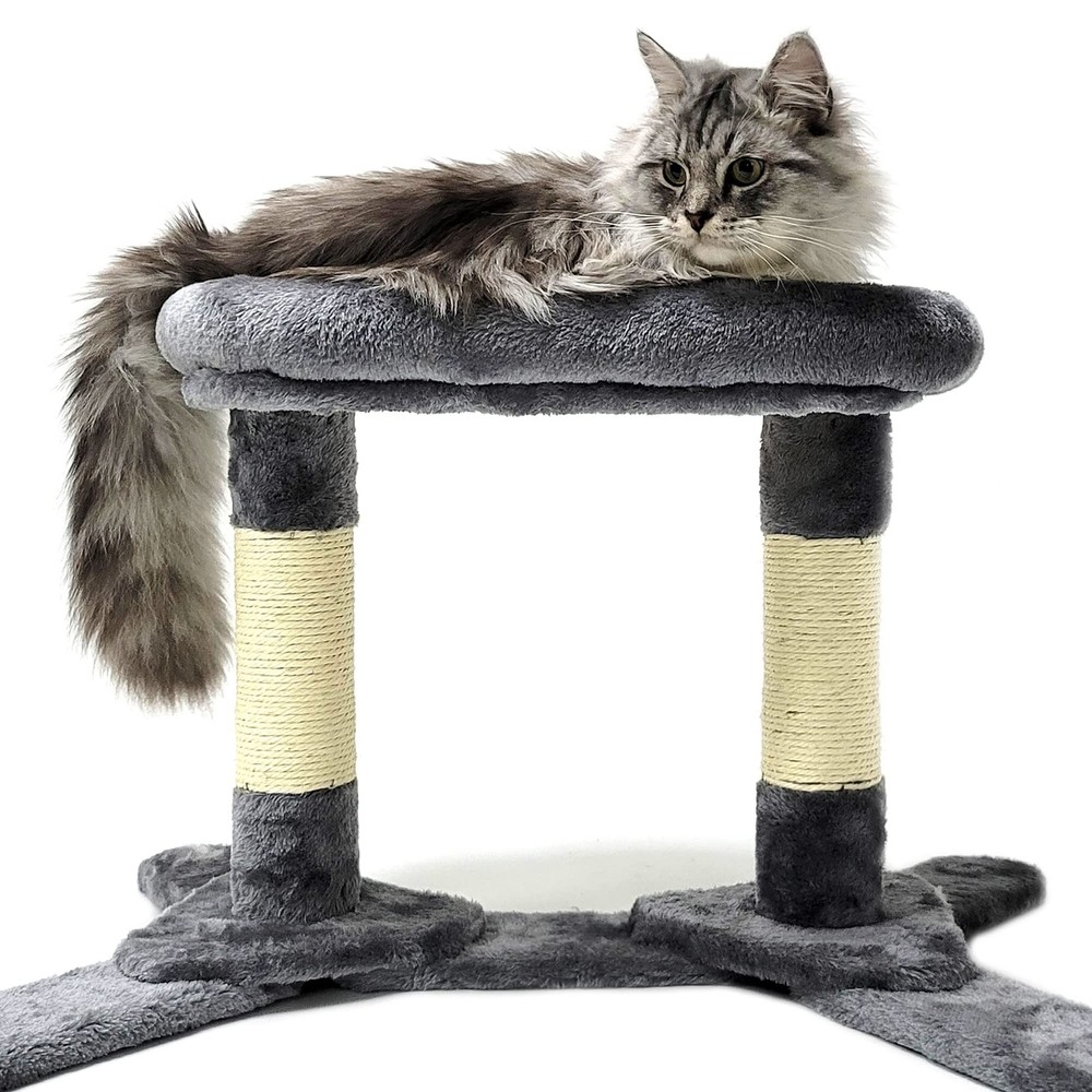 HeyKitten Elevated Cat Cushion Perch Bed with Scratching Posts Sturdy Base fo...