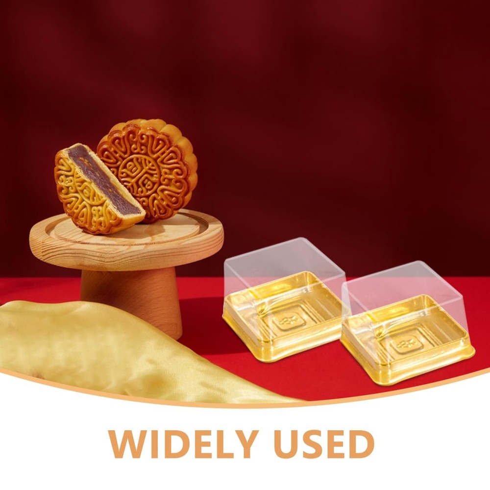 DOITOOL Clear Plastic Mini Cake Box 100 Pack Square Mini Cupcake Containers M...