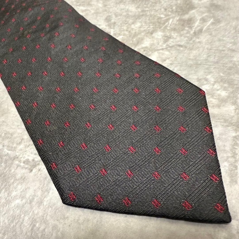 HERMES Tie Black Fasone H Pattern