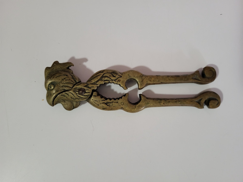 Vintage Brass Rooster Chicken Head Nut Crab Cracker Bottle Opener Nutcracker