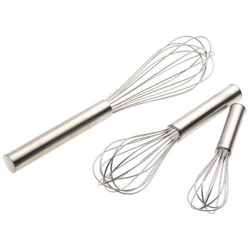 Set of 3 STAINLESS STEEL BALLOON WIRE WHISK SET WHIP MIX STIR BEAT 8/10/12 inch