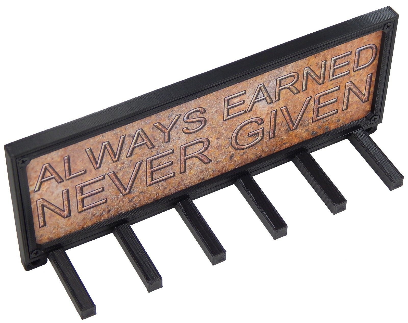 Always Earned Never Given Sports Race Medal Display Rack Holder Hanger Organizer