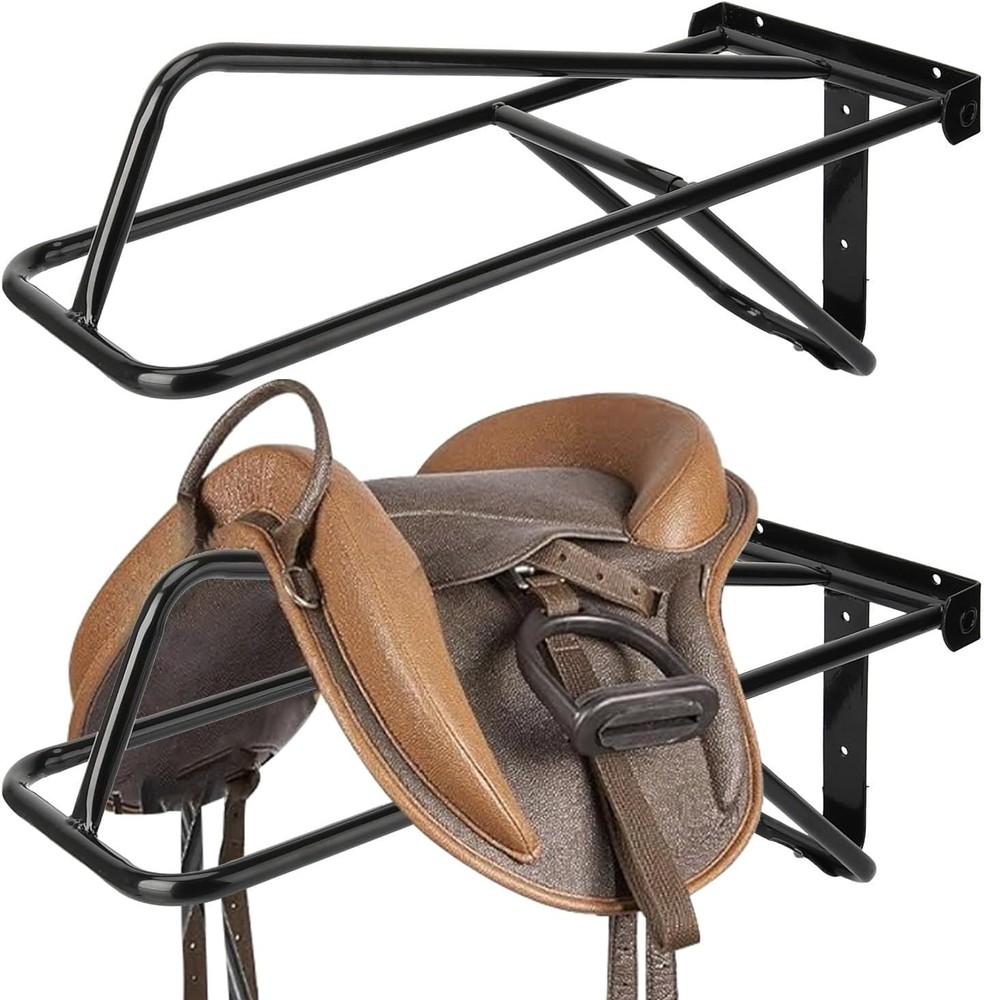 2 Pack Folding Saddle Rack,Wall Mounted Saddle Rack Stand Western