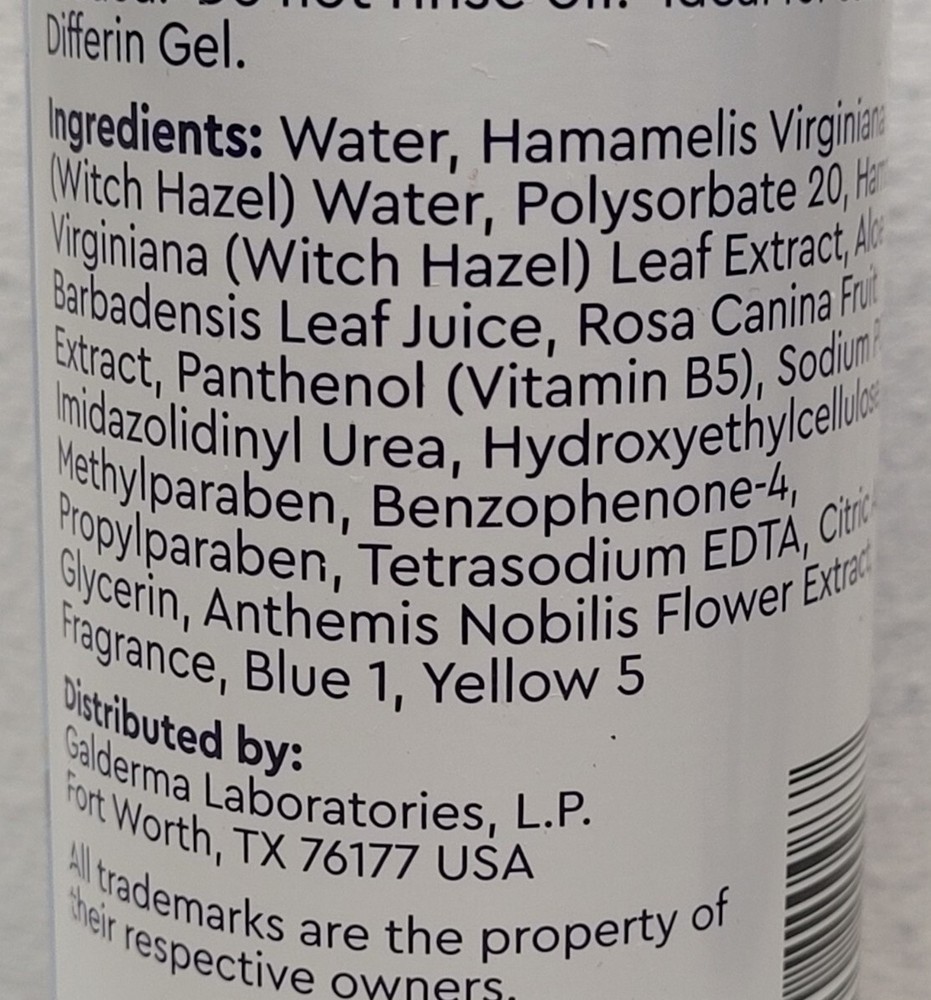 3 Differin Pore-Minimizing Toner w/Witch Hazel ~ 8 oz Each