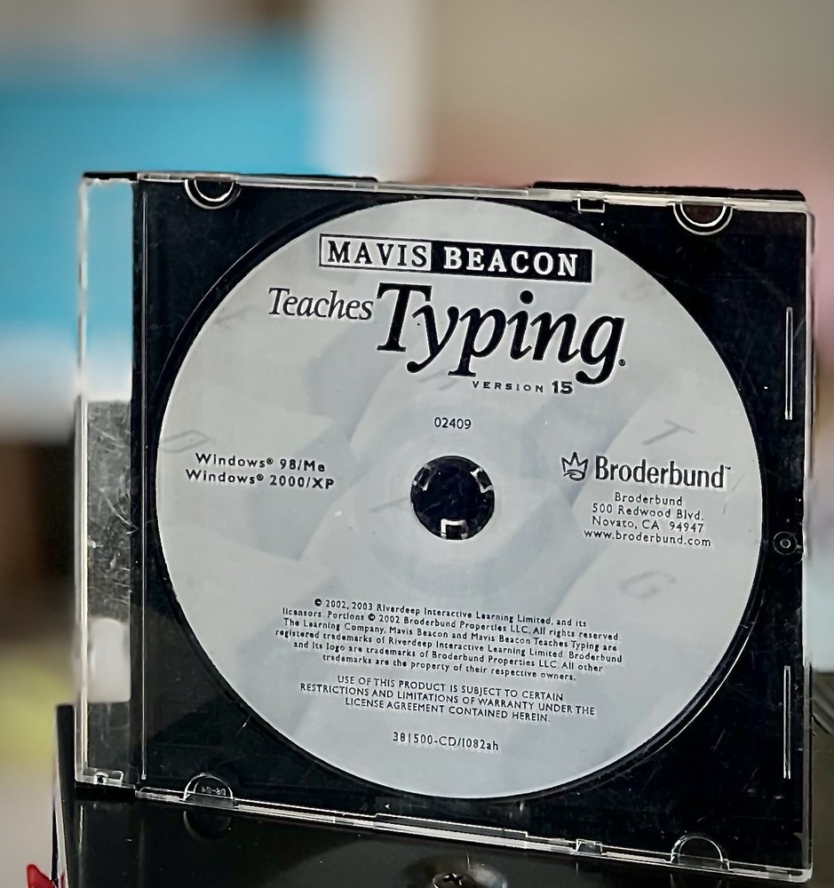 Mavis Beacon Teaches Typing Version 15 Software PC WINDOWS 98/ XP Brøderbund