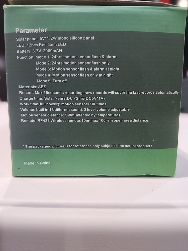 Solar Alarm Infrared Motion Detection