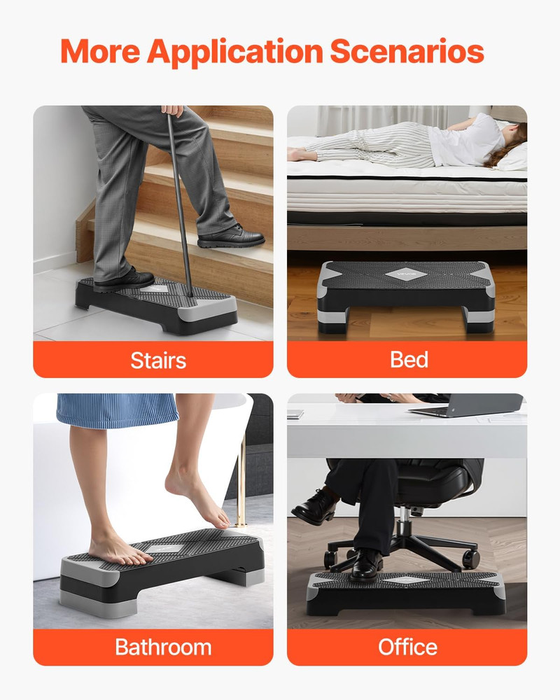 Aerobic Exercise Step Platform, 28-Inch Workout Aerobic Stepper, Height Adjustab