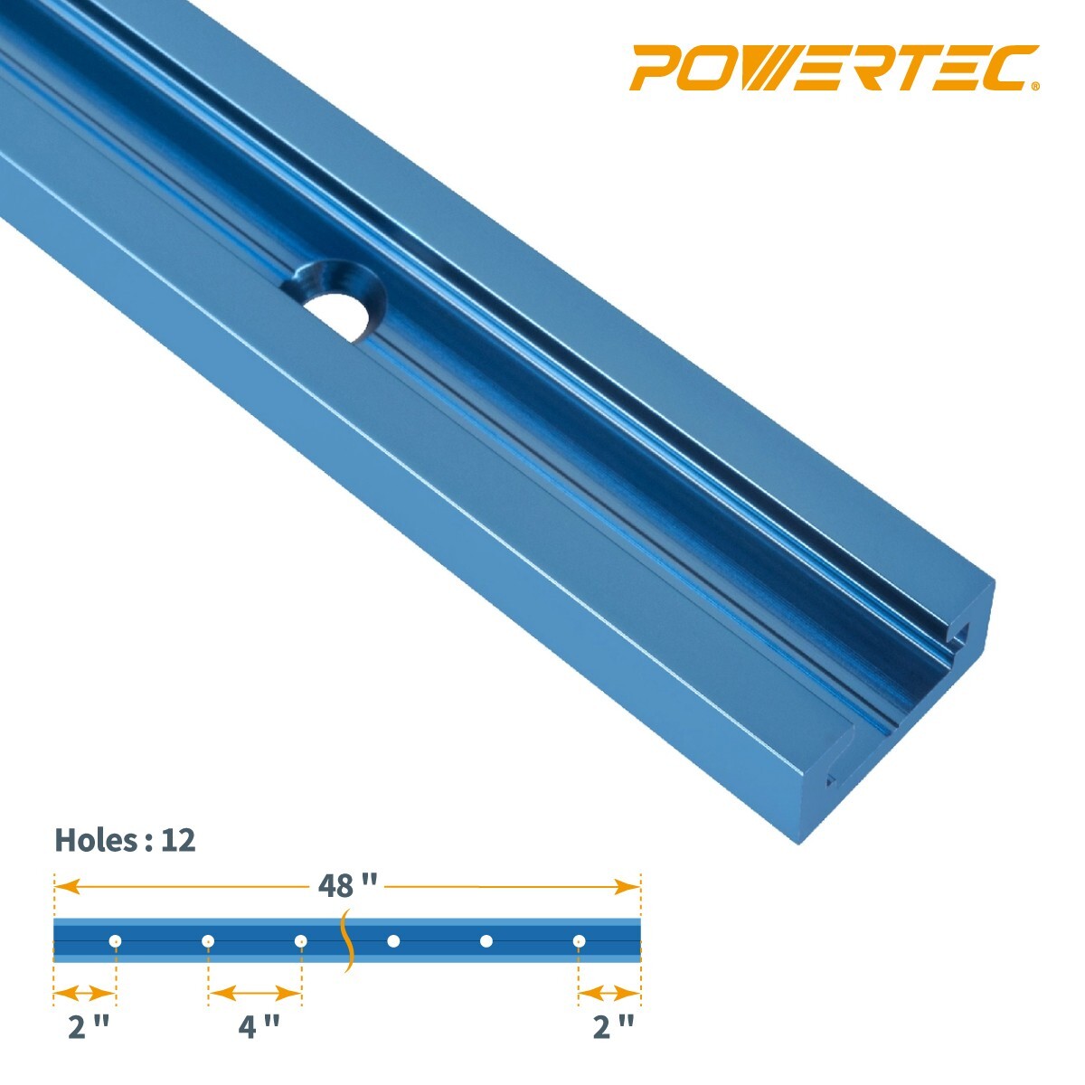 POWERTEC 71886 2 Pcs Double-Cut Profile Universal T-Track (48") Combo Set