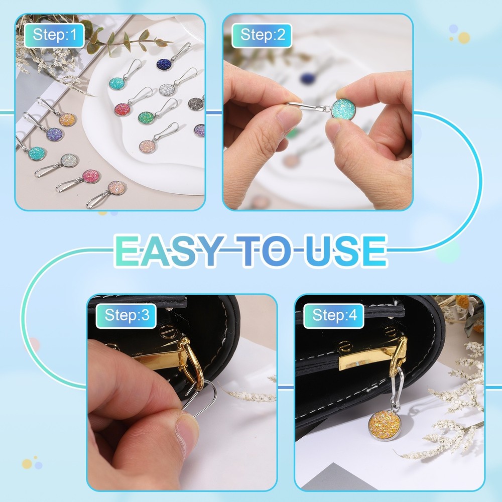 8Pcs Zipper Pulls Charm, Zipper Pull Replacement (Green Blue Series)