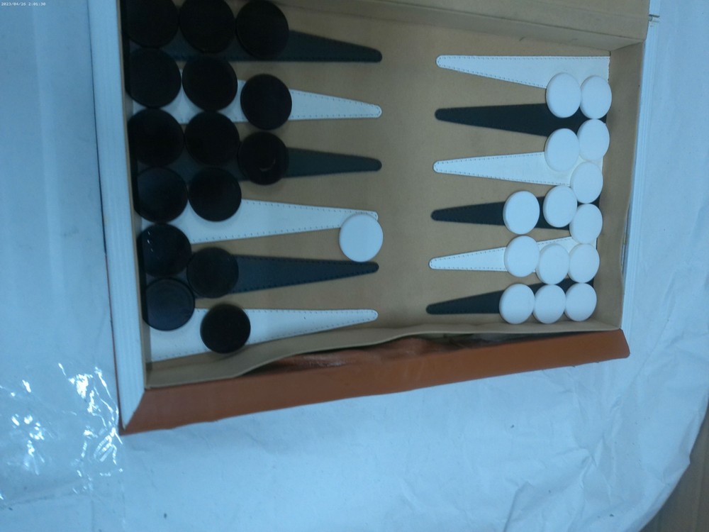 Vintage Backgammon Set – 14.5" Leatherette Case, Complete Pieces, Read Defect