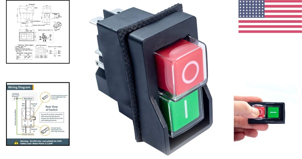 Magnetic On/Off Switch for Power Tools - 120V Push Button Safety Solution
