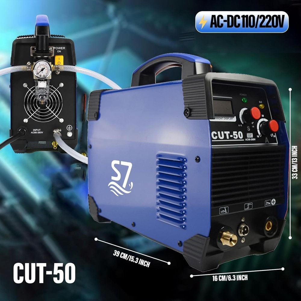 Upgraded 55A Plasma Cutter with Air Compressor Compatibility-