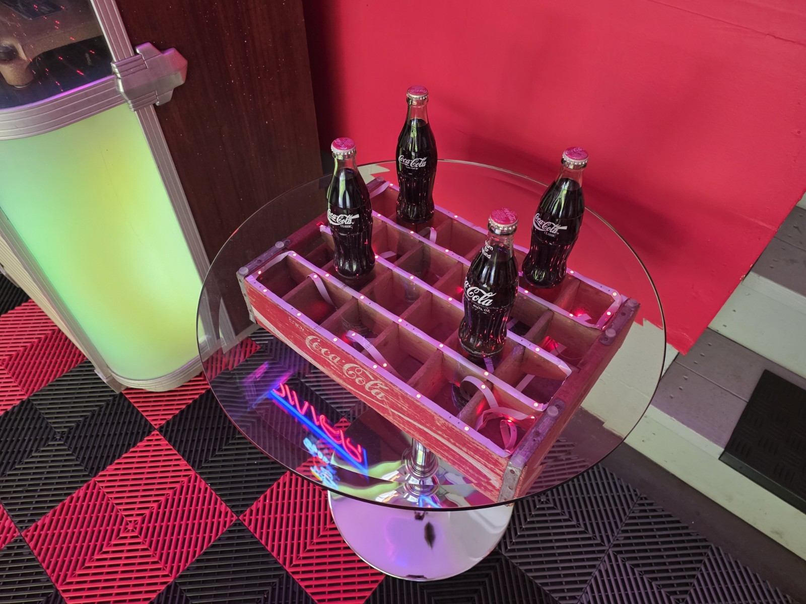 Vintage Coca-Cola Crate Table with LED Lighting | Handmade Bar or Diner Accent |