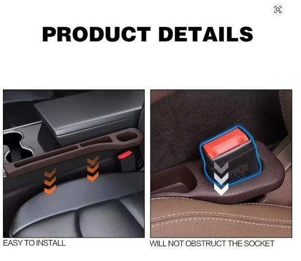 2pc Car Seat Gap Filler Organizer Storage Box Universal Leak-Proof Plug Strip