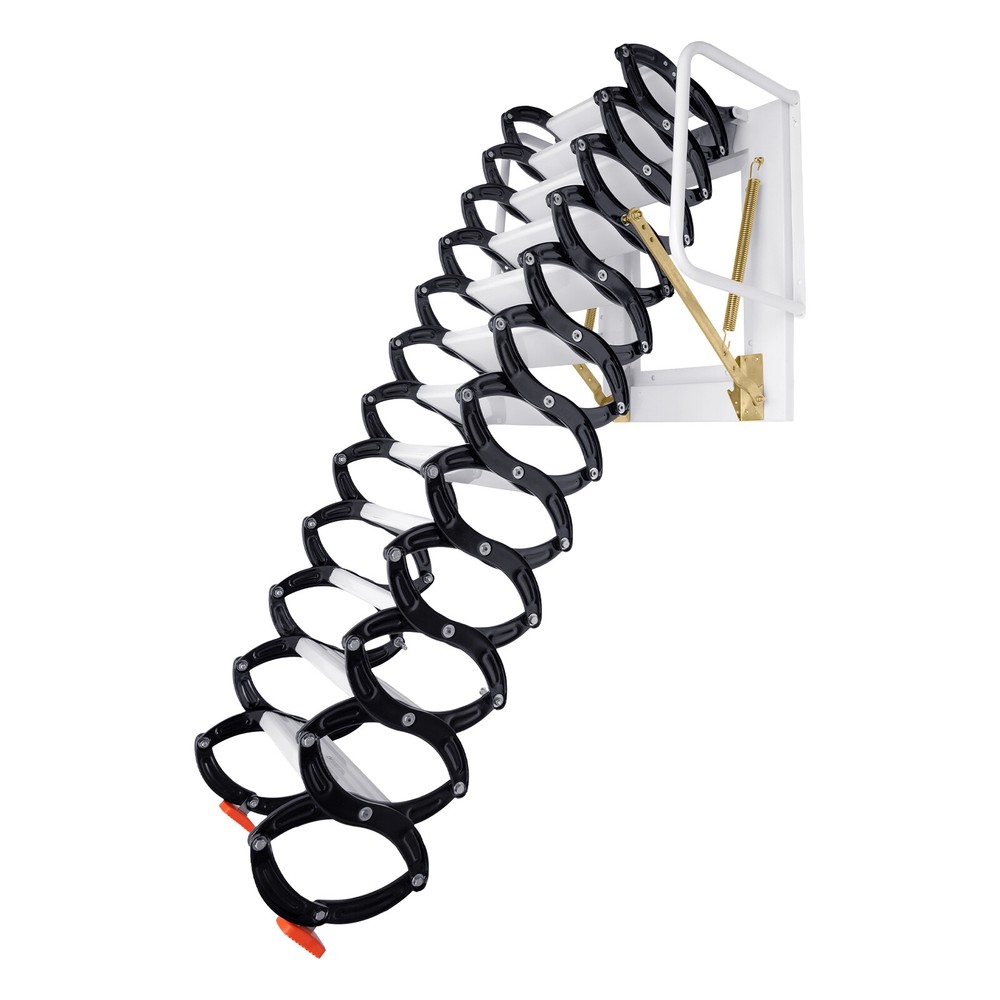 12 Steps Wall Mounted Folding Ladder Loft Stair Attic Steps Pull Down 882lb Load