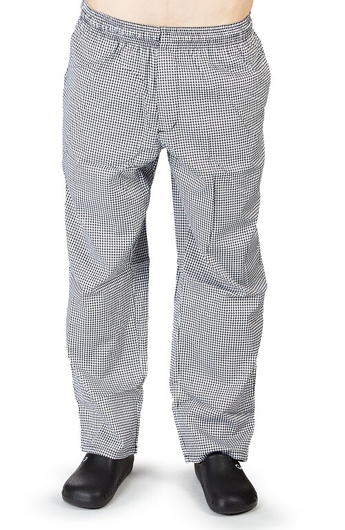 Chef Uniform Hounds-Tooth Fit Basic Baggy Chef Pants 3 Pockets Kitchen Work
