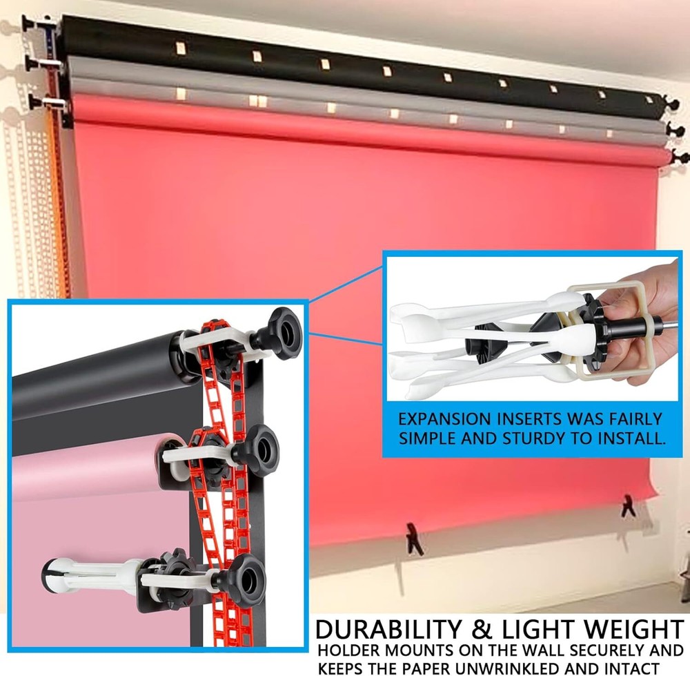Photography Backdrop Wall Mount 3 Roller Support System