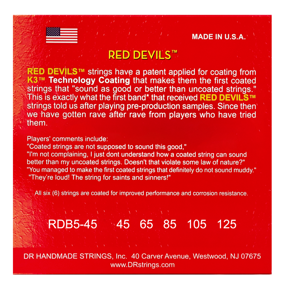 Dr Strings Red Devils - Red Bass Strings 5-String Medium 45-125