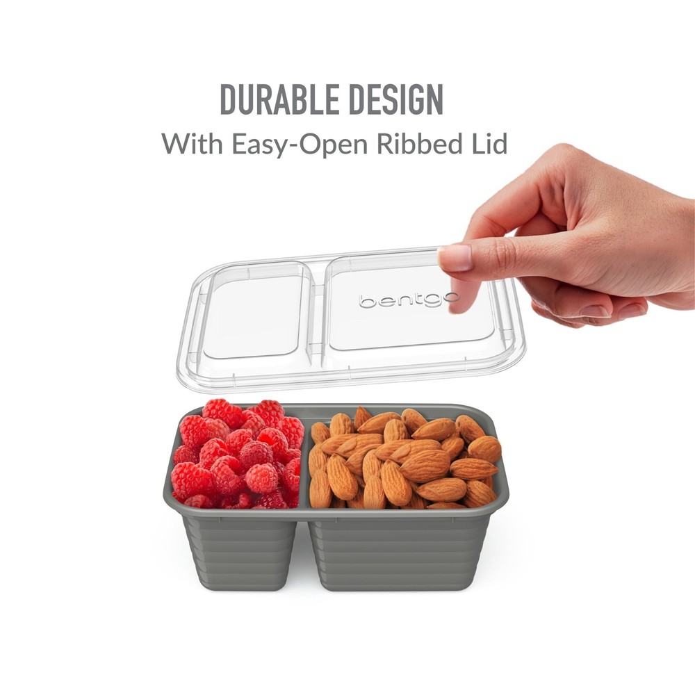 2 pack Prep 2-Compartment Snack Containers W/ Lids Reusable Microwaveable