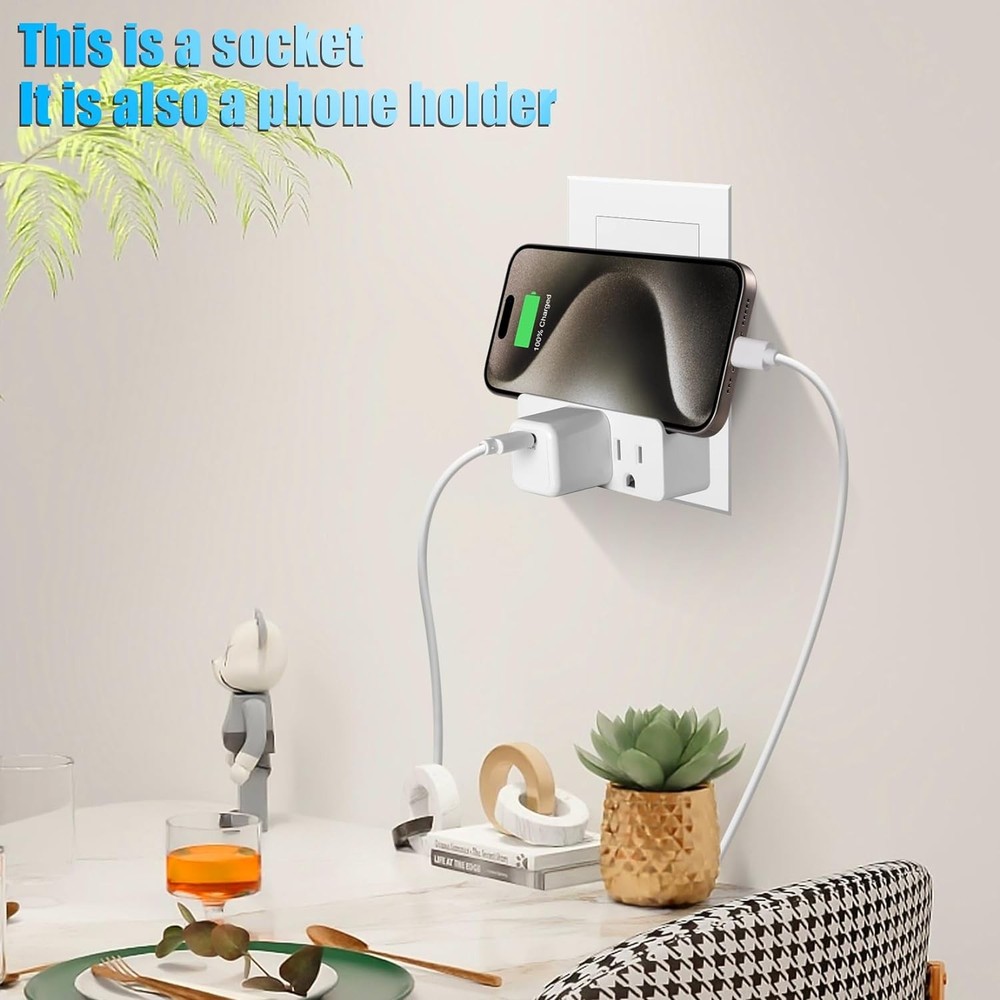 3 to 2 Prong Adapter Triple Outlet Plug Splitter