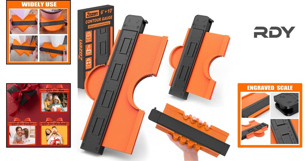 Engraved 2-Pack Contour Gauge - Accurate Shape Duplicator for Irregular Objects