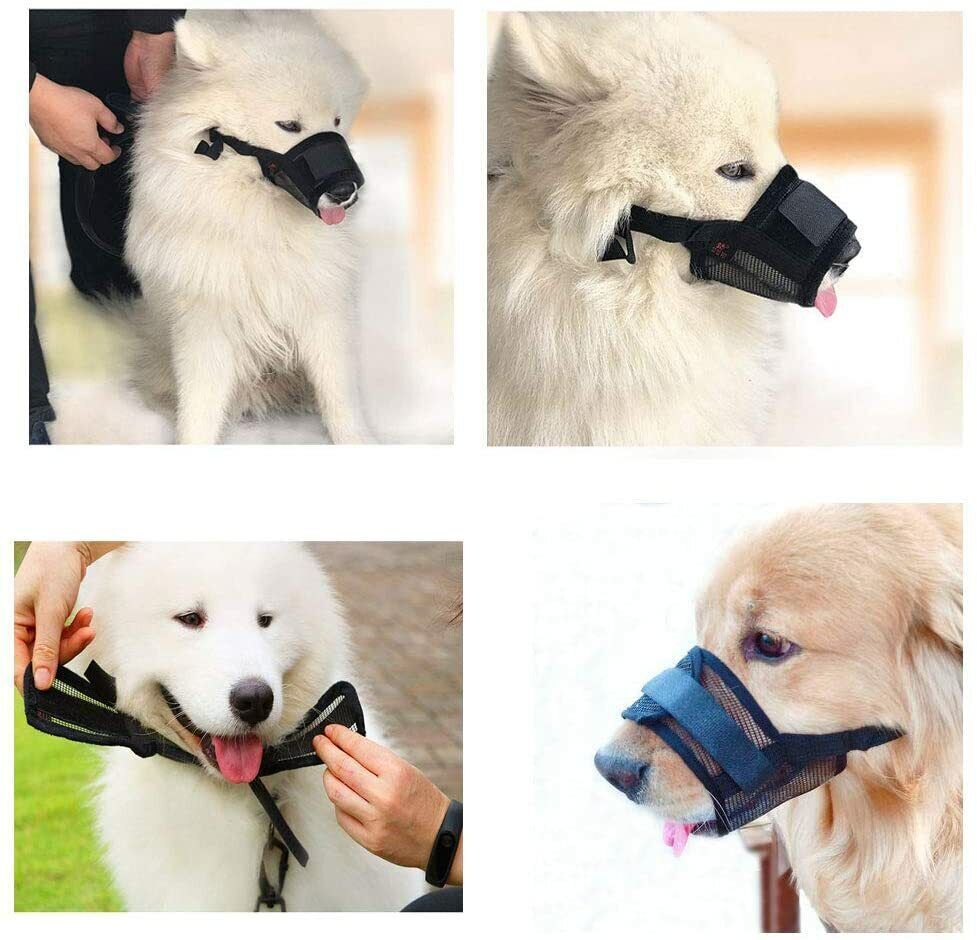 Adjustable Pet Dog Muzzle Mouth Cover Mesh Mask NoBarking Anti Bite Chewing