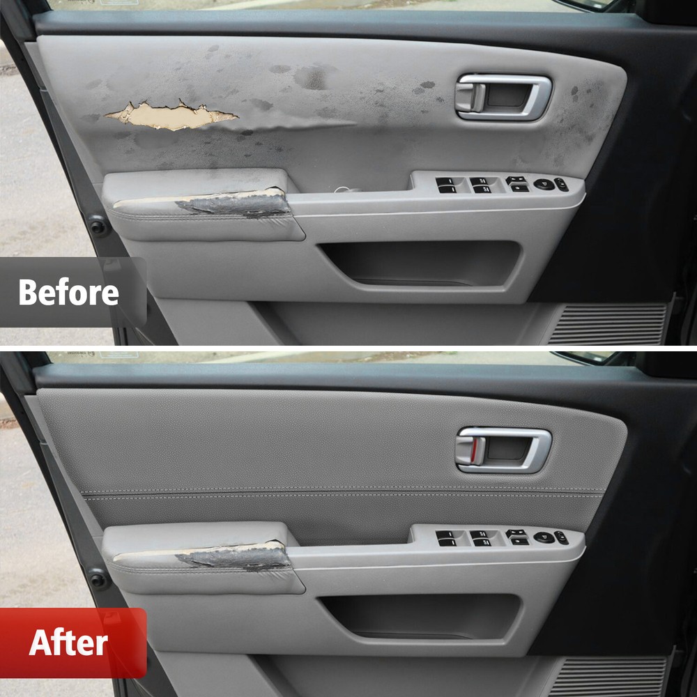 Insert Front Door Panel Leather Cover Replacemet for Honda Pilot 2009-2015 Gray