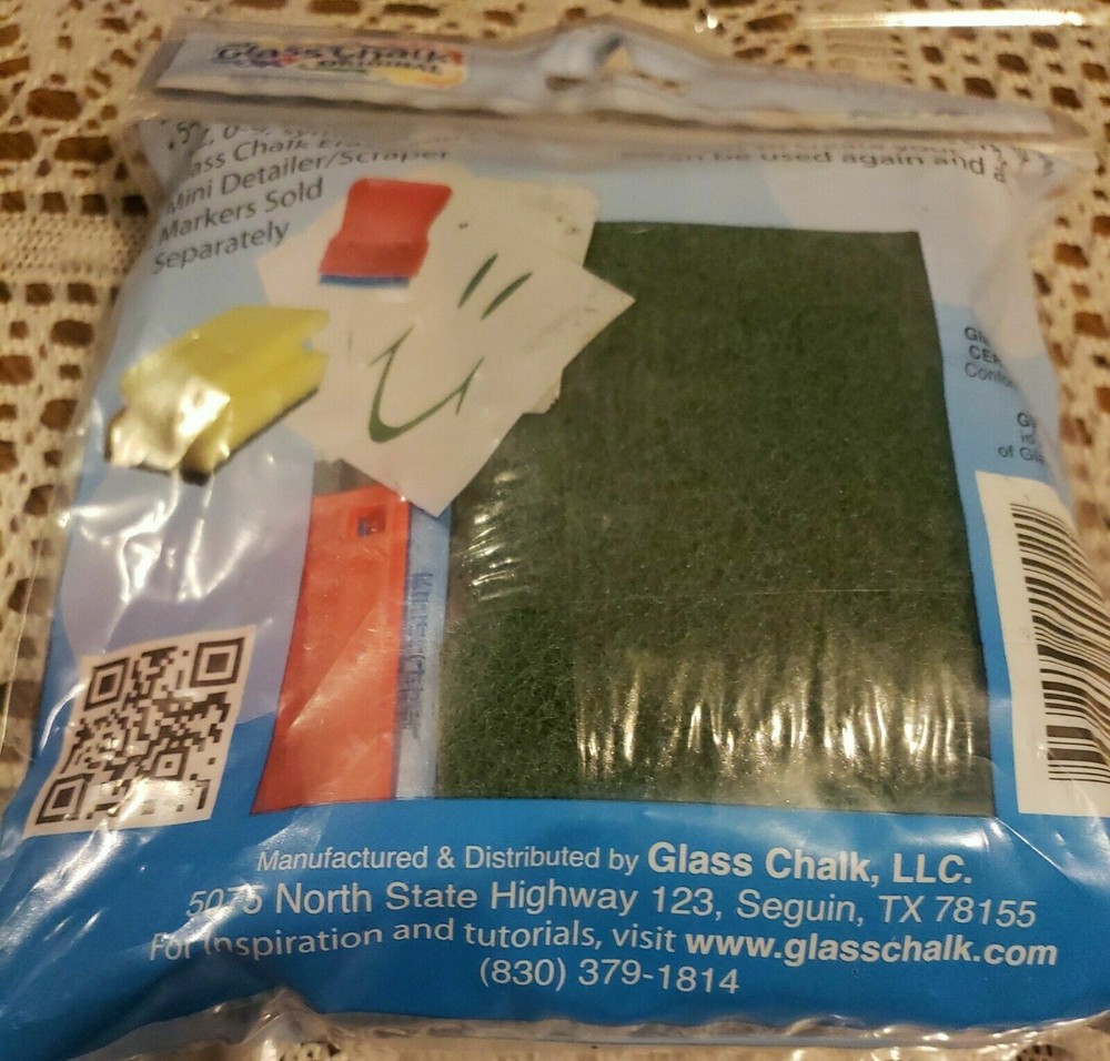 Glass Chalk Auto Cling Stencil, Eraser, Scraper Accessory Pack, 56 pcs