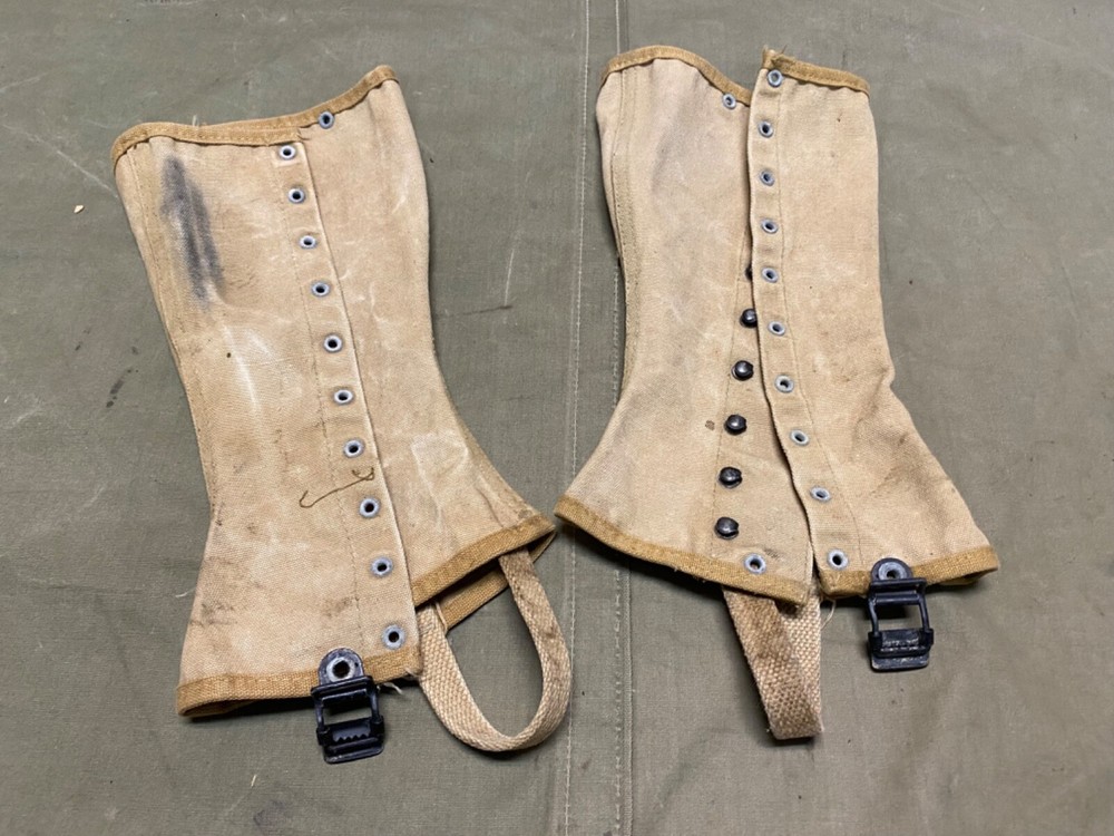 ORIGINAL WWII US USMC MARINE P1941 COMBAT FIELD LEGGINGS-SIZE 4, NAMED