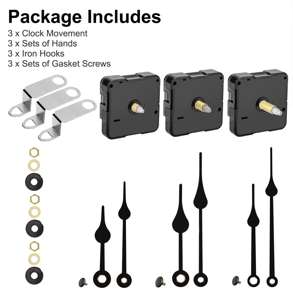 3Set Quartz Clock Movement Kit, DIY Clock Mechanism, Repair Replacement Tool Kit