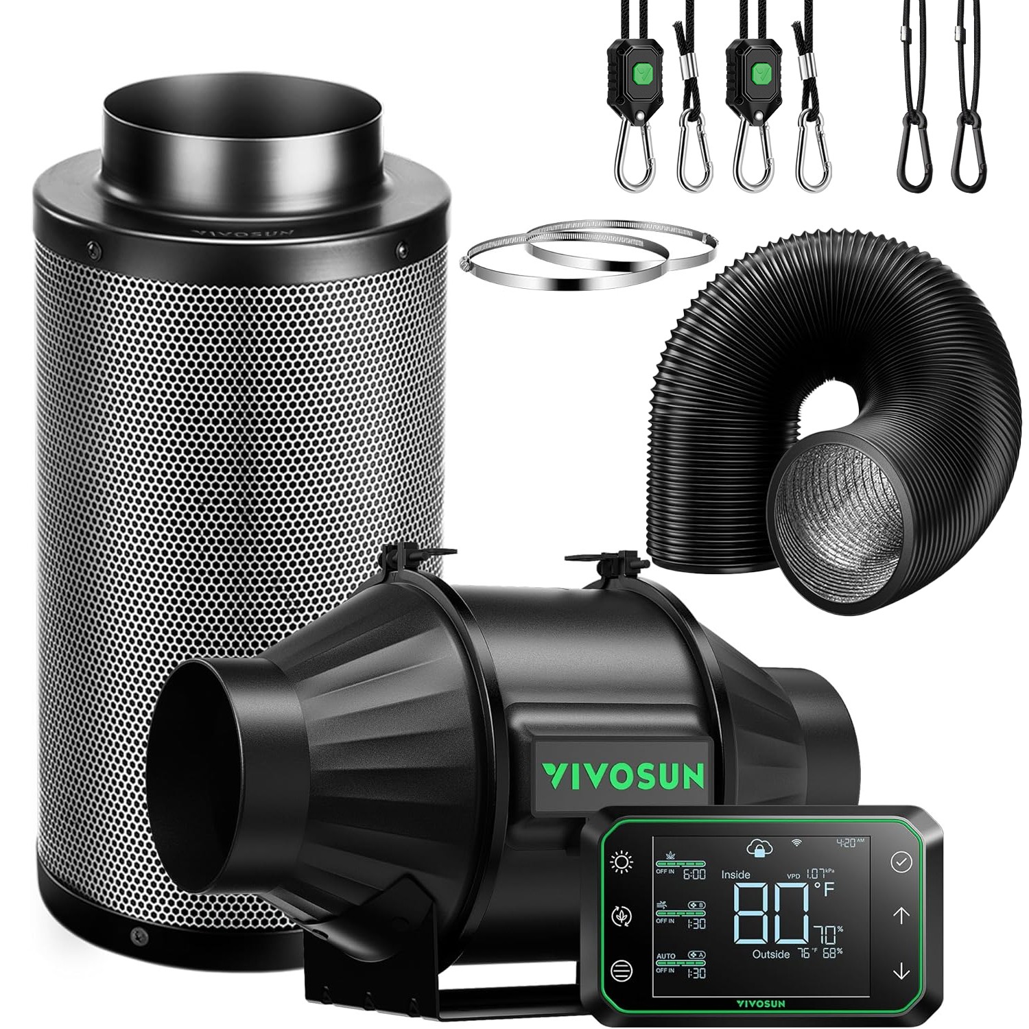 VIVOSUN 32"x32"x63" PRO Complete Grow Tent Kit A150SE Light 4" Fan E42A Control