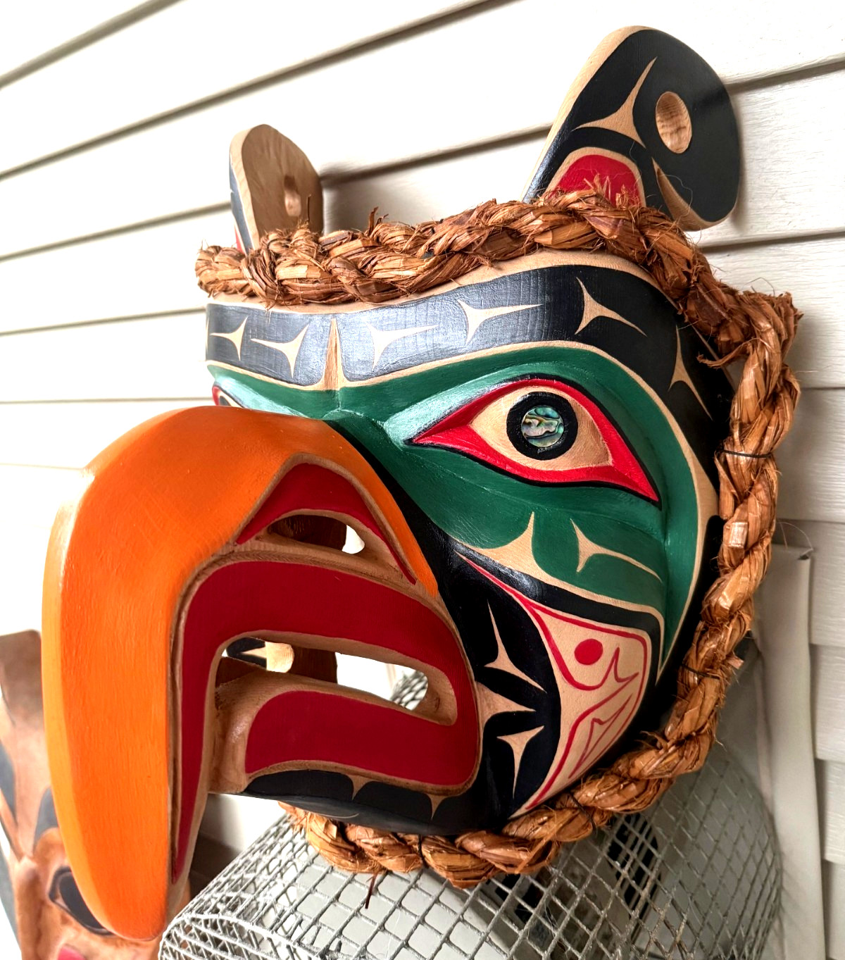 Northwest Coast Native Art Huge Thunder Bird mask carving