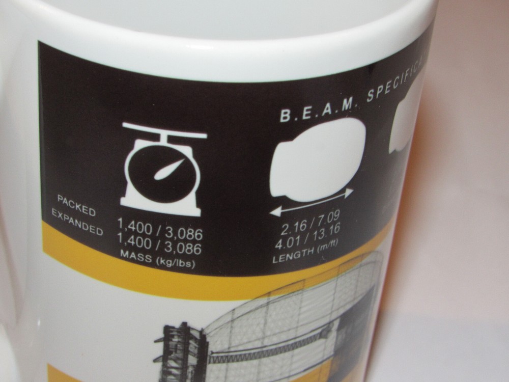 2017 UNUSED BIGELOW AEROSPACE COFFEE MUG/CUP! BEAM ACTIVITY MODULE/GRAPHICS/SPEC