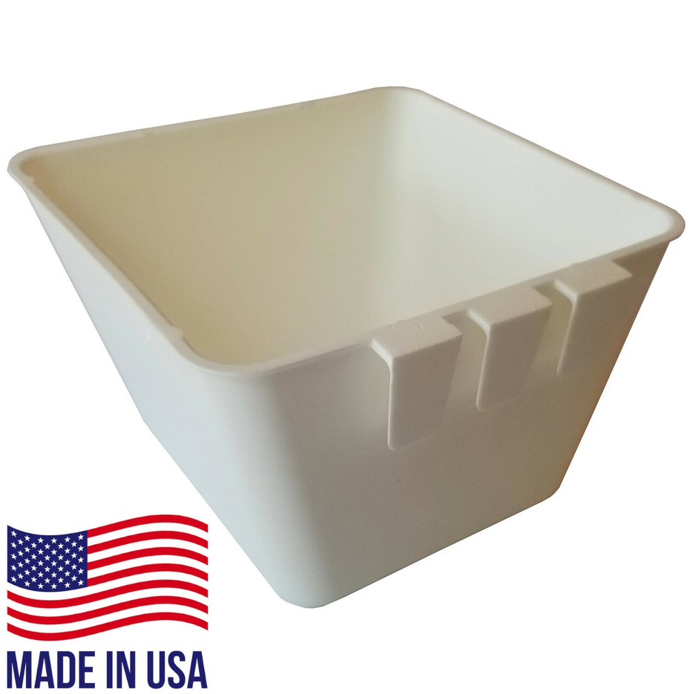 Square 1.2 Quart (2 pcs Black & 2 pcs White) Hanging Feed & Water Cage Cups