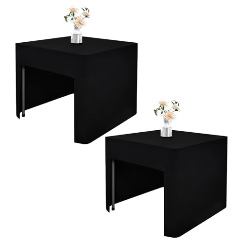 Pack Open Back Fitted Tablecloth Square 34x34 Inch, 34" x 34" (Square) 2 Black